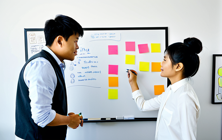 디자인 사고 교육을 위한 콘텐츠 개발 전략 - **Prompt:** "A diverse team of Thai designers in a brightly lit, modern office, brainstorming ideas ...