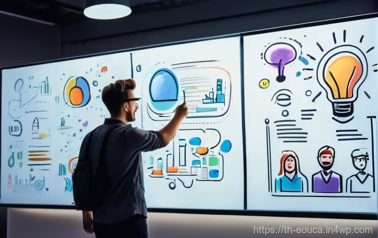 디자인 사고 교육의 효과적인 운영 방안 - **Prompt:** A user, a smiling woman in her late 20s wearing comfortable, everyday clothes, is testin...