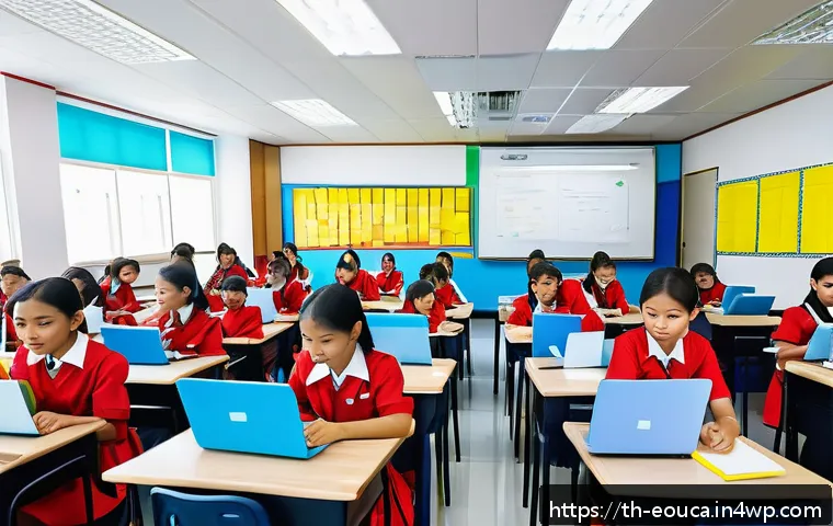 디자인 사고 교육의 이론과 실천 - A vibrant classroom scene in a Thai school where diverse students actively participate in a Design T...